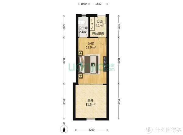 1室户房型基本是这样的直筒型