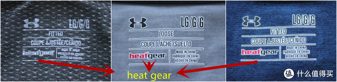 3件衣服都运用了和heat gear 热装备 技术