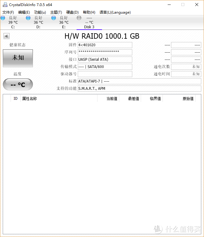 RAID0 模式下的 S.M.A.R.T. 信息