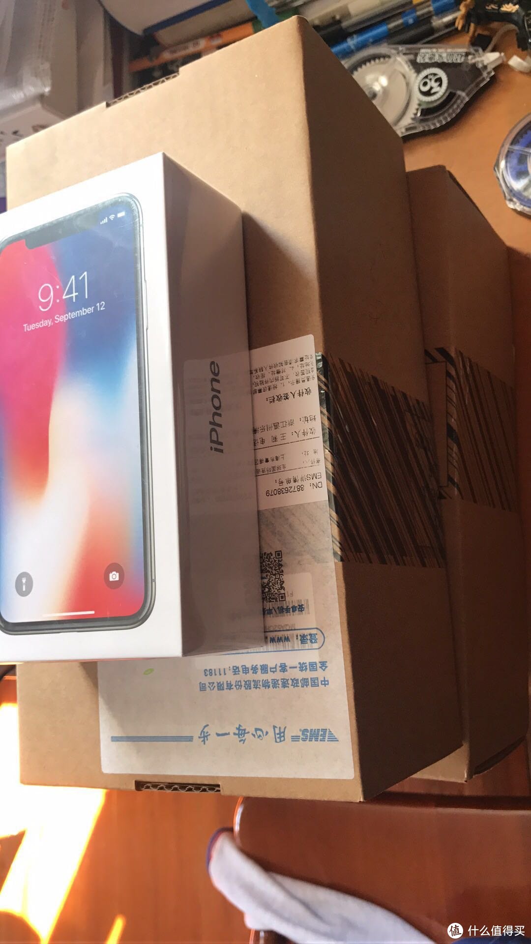 Iphone X 银色开箱照和iphone7P的对比