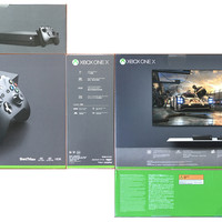 微软 Xbox One X 1TB 游戏主机外观展示(电源线|主机)