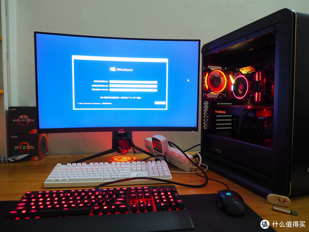 #晒单大赛#友情装机系列：那就给你1W8！——AMD Ryzen 1700 CPU + ASUS 华硕 X370F 主板 + Dataland 迪兰 RX VEGA 64 黑风 显卡 + ASUS 华硕 XG27VQ 显示器 体验