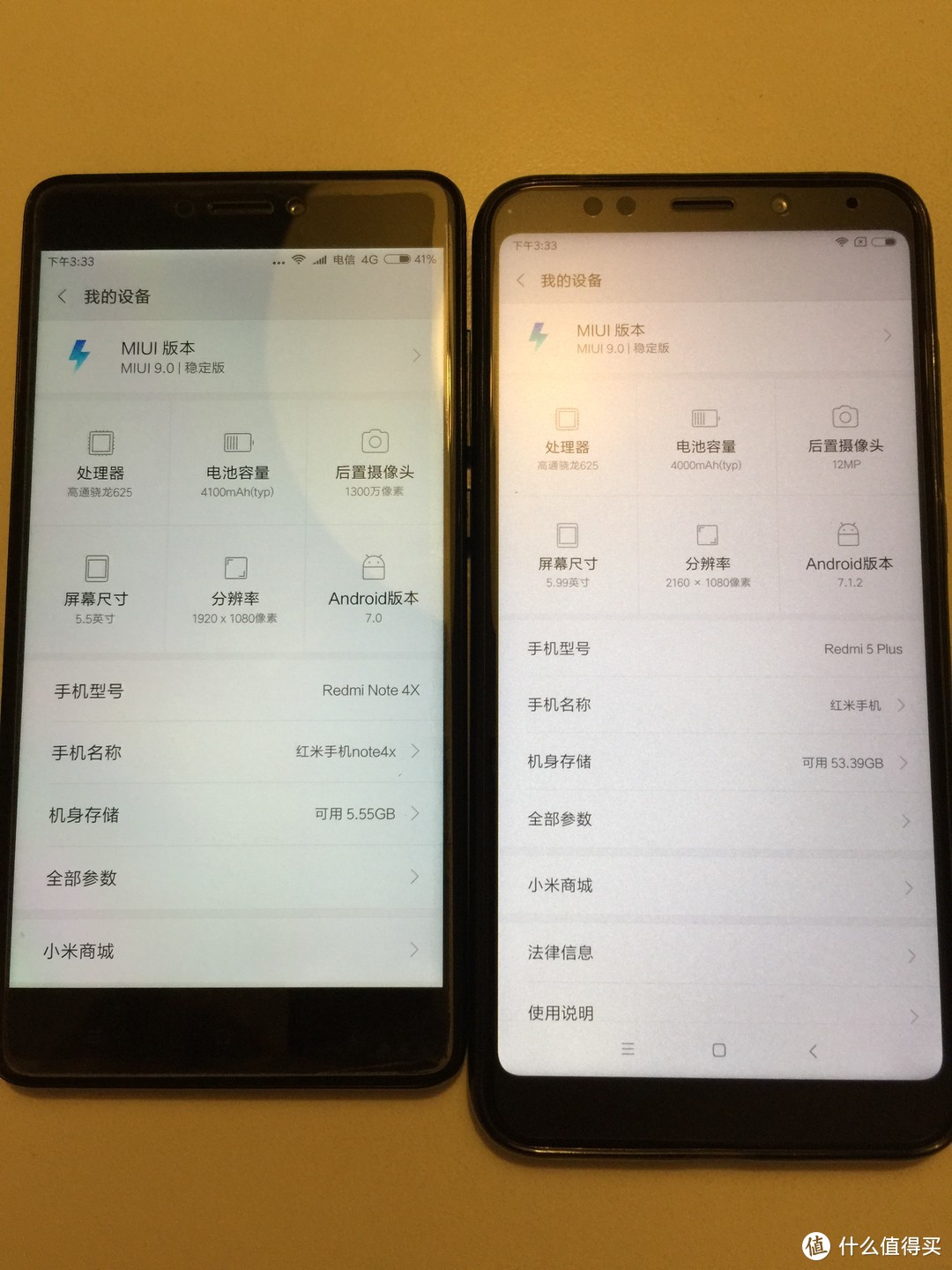 简单对比红米5plus和红米Note4X