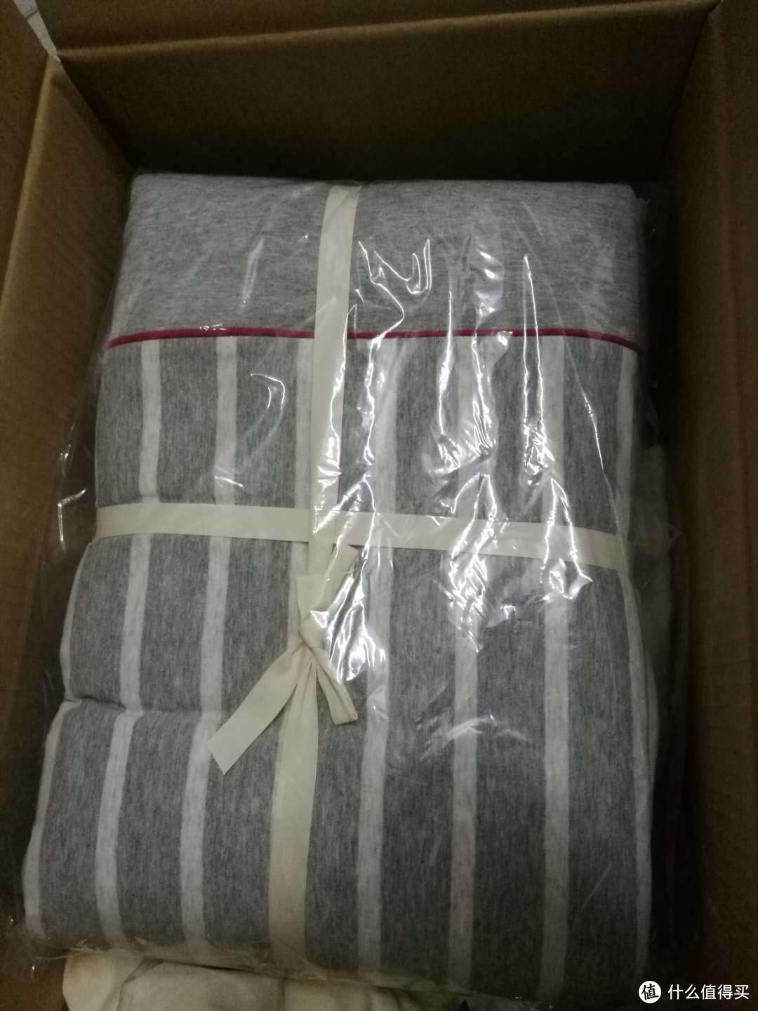 淘宝心选 尼特条纹全棉针织床上套装体验报告 1.5m 灰色