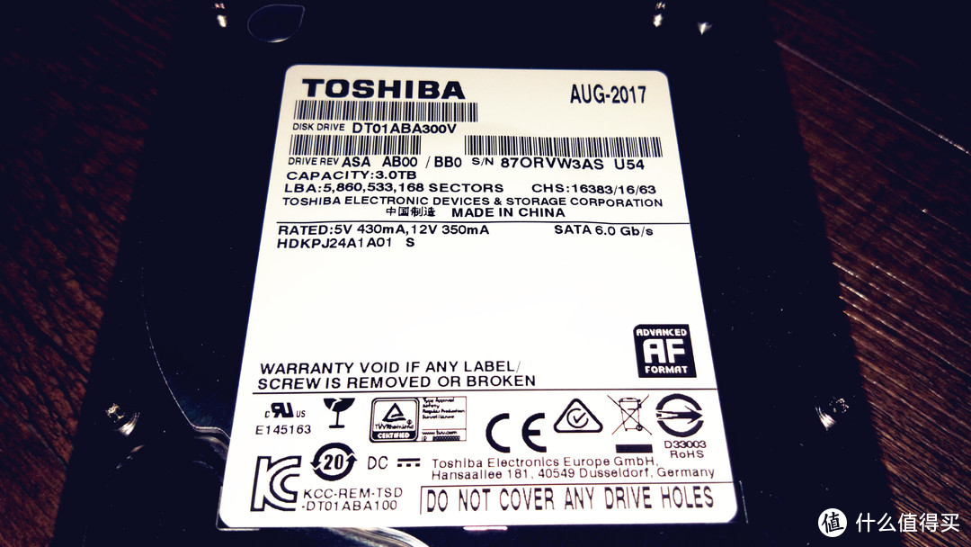 TOSHIBA 东芝 DT01ABA300V 机械硬盘 开箱