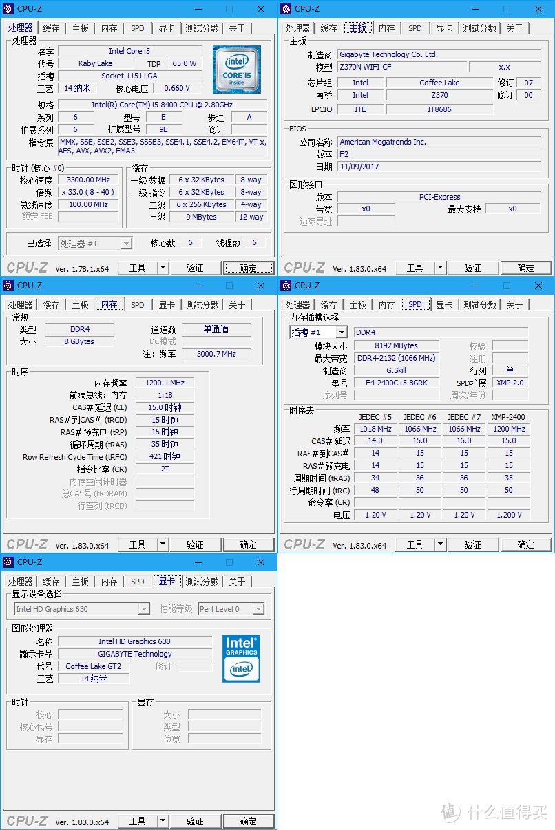 Intel 英特尔 i5-8400 酷睿六核 CPU &GIGABYTE 技嘉 z370n wifi 主板 开箱 （附组装过程，附简单评测）