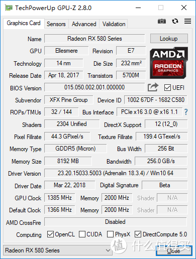 1999的XFX 讯景 RX 580 8GB 黑狼版 显卡了解一下？