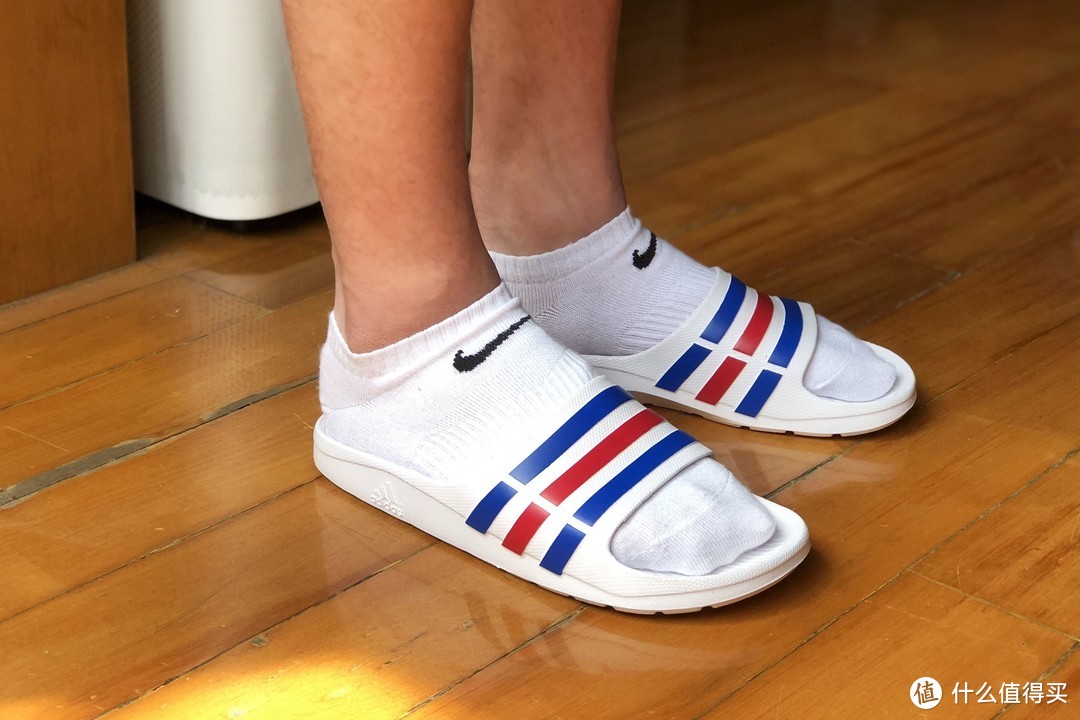 #全民分享季#Adidas 阿迪达斯 DURAMO SLIDE 彩色条纹拖鞋 开箱