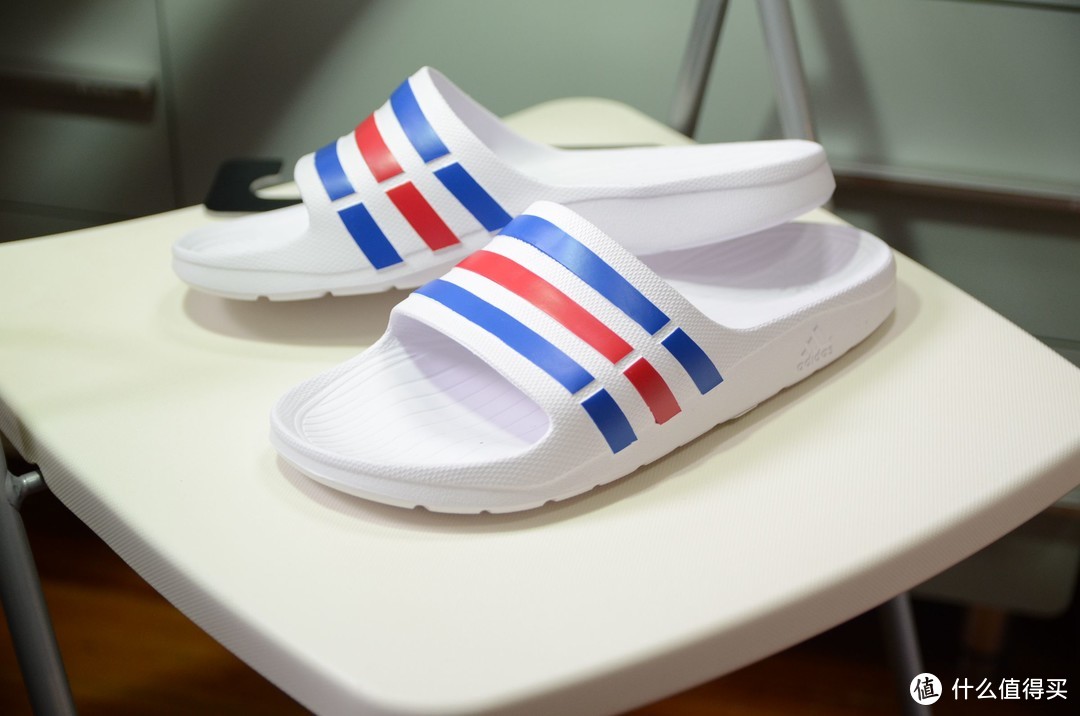 #全民分享季#Adidas 阿迪达斯 DURAMO SLIDE 彩色条纹拖鞋 开箱