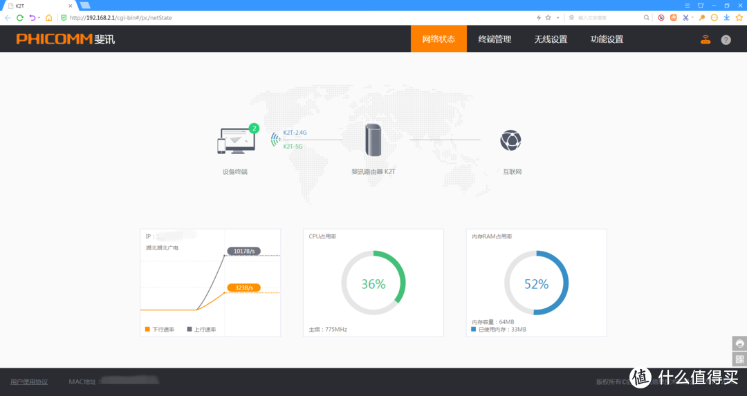 PHICOMM 斐讯 K2T 分离式千兆无线路由器 使用评测及拆机