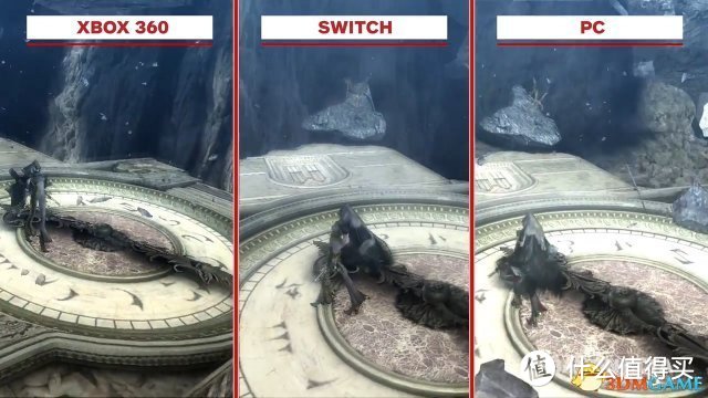 截取自3dm：《猎天使魔女》画面对比 Switch vs X360 vs PC