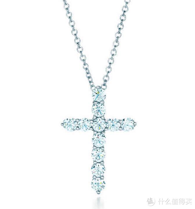 Tiffany & Co 蒂芙尼 铂金钻石 小号十字架项链