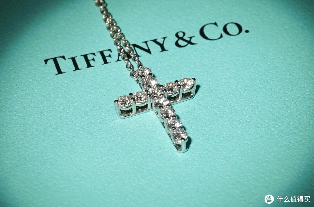 Tiffany & Co 蒂芙尼 铂金钻石 小号十字架项链