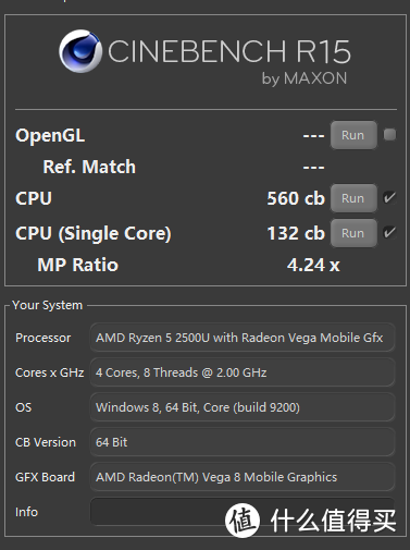 ↑RYZEN 5 2500U CR15↑