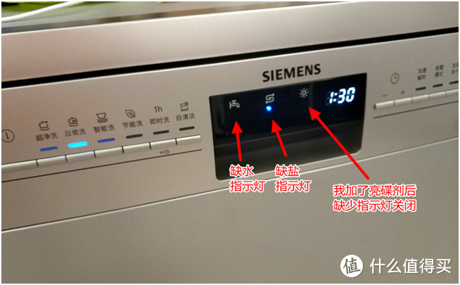 我加了亮碟剂后，缺少指示灯关闭
