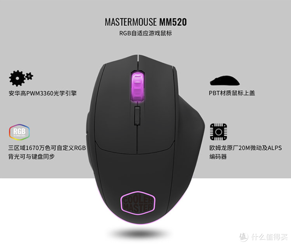 CoolerMaster 酷冷至尊 MM520 RGB鼠标 开箱