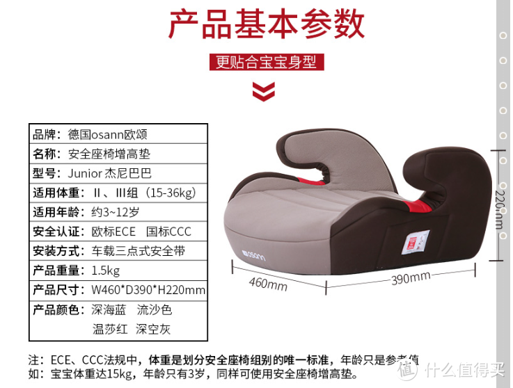 OSANN 欧颂 儿童安全座椅增高垫—生了二宝后的安全出行选择