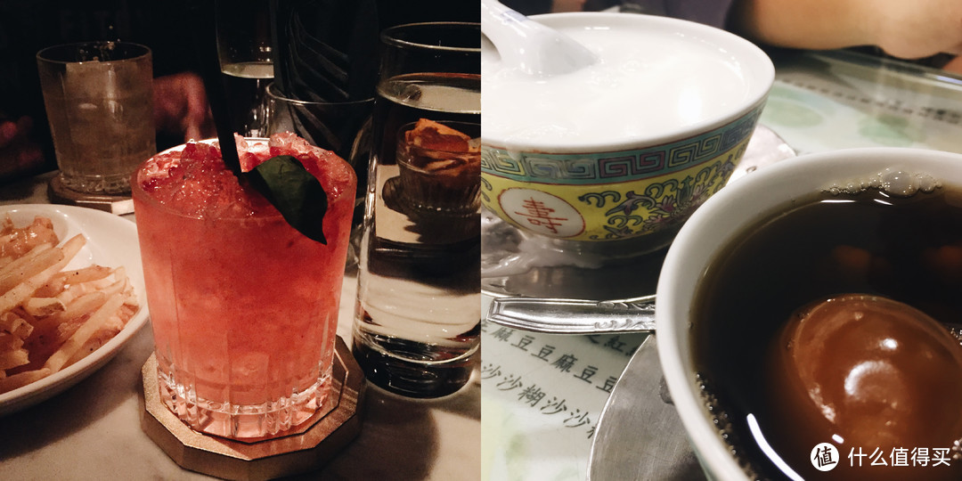 ▲ 港岛夜生活，是喝杯酒还是吃碗糖水？左：忘了名字的隐秘酒吧，右：上环著名的源记甜品