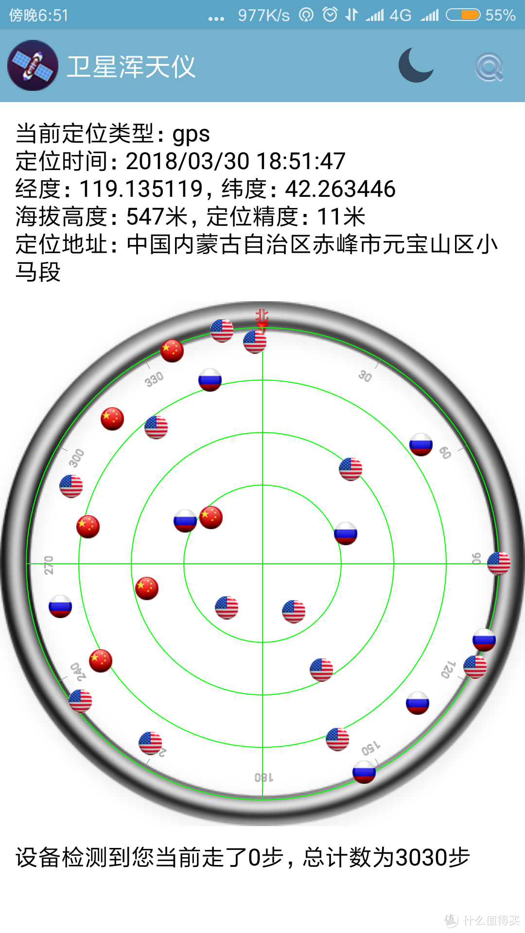 gps、格洛纳斯、北斗都能检测到，不过还是gps信号最好