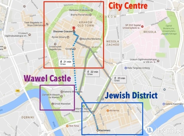 克拉科夫老城区地图