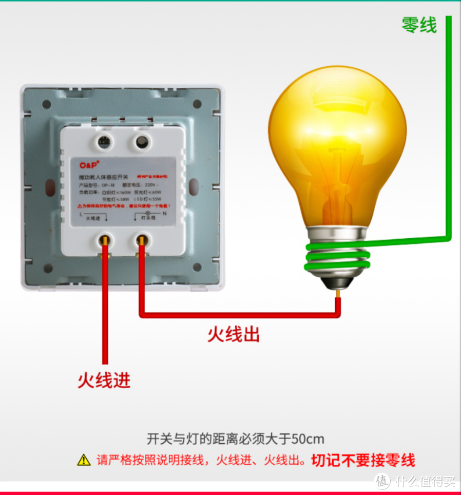 单火线改造：连接示意图