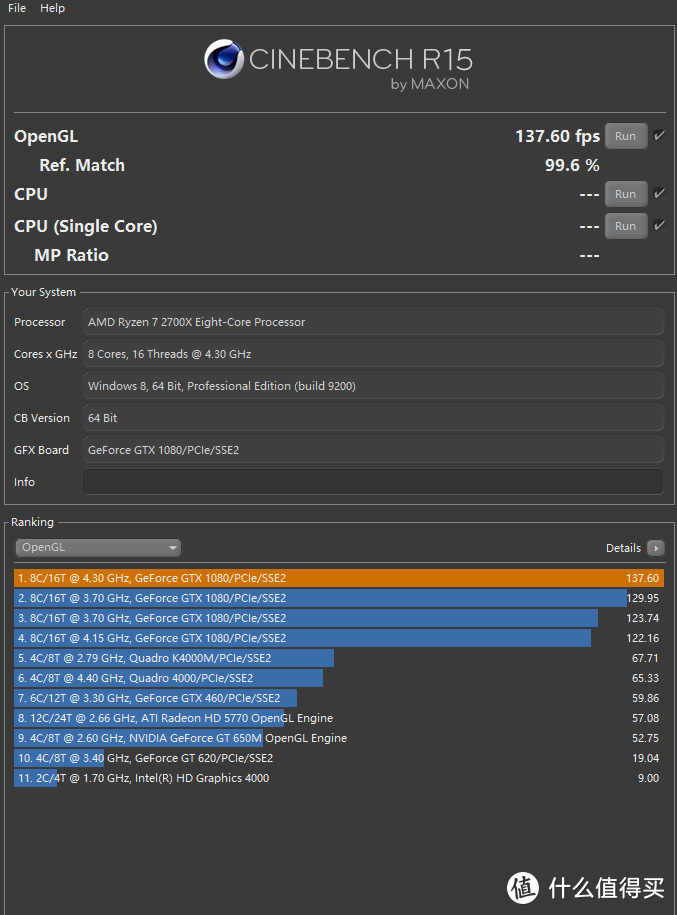 Cinebench R15 GPU跑分