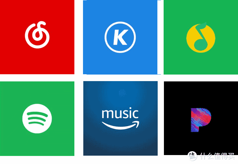 网易云音乐，酷狗音乐，QQ音乐，Spotify, Amazon Music, Pandora