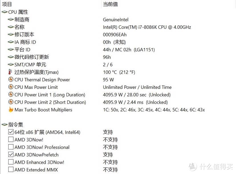 I7 8086K多核心最大睿频对照表