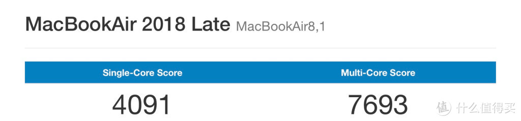 ▲ 新MacBook Air采用的i5低压Y系列跑分结果，不如MacBook Pro without Touch Bar的i5低压U系列的。