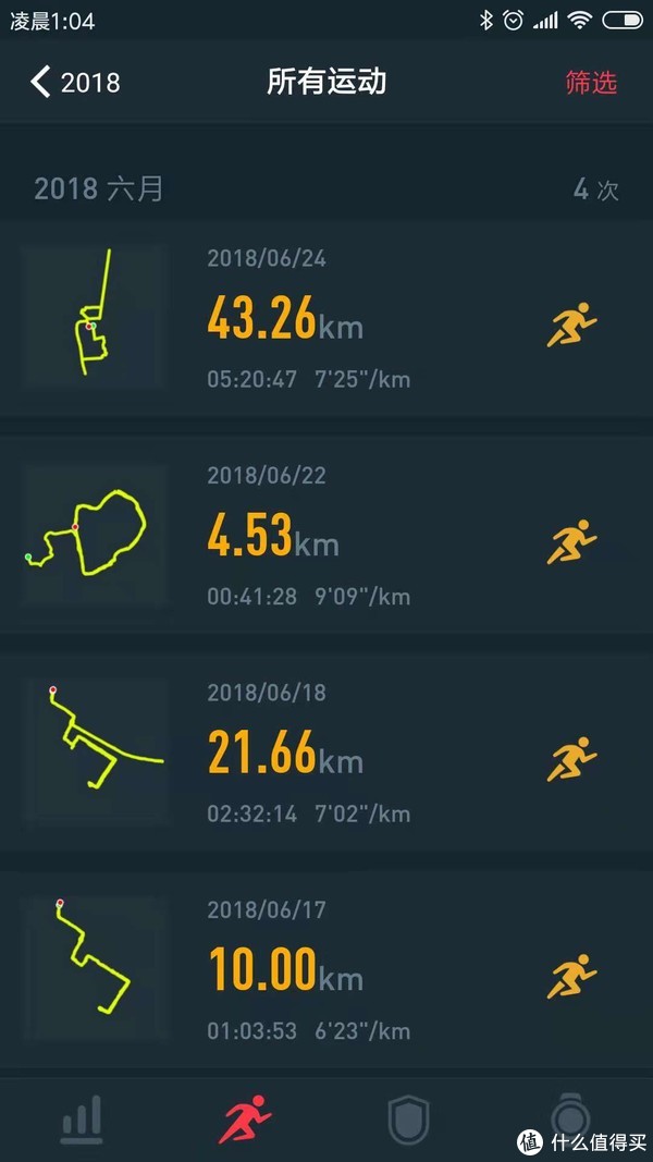 楼主使用这款手表的运动记录