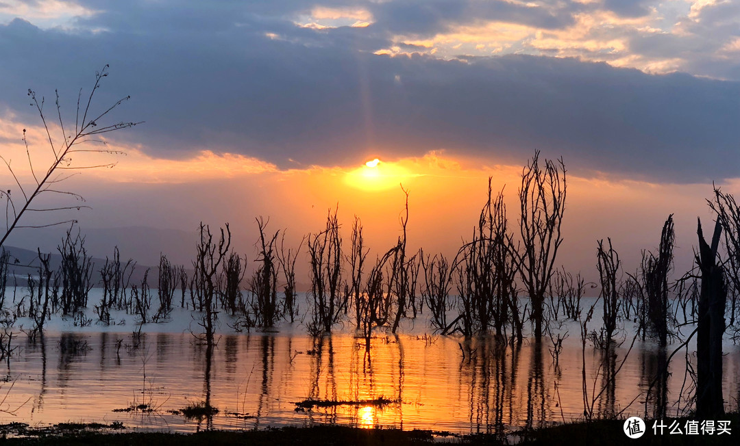 夕阳下的奈瓦沙湖浅滩，2018年的河马伤人事件即发生在此，据说是在拍照小河马时用了闪光灯，河马妈妈护子心切.......