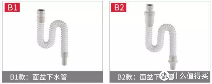 ▲B1不带防臭芯，可通过弯曲成S型防臭，B2款带防臭漏芯，其原理和地漏芯防臭的原理相似，图上B2款是重力翻板式防臭芯。图源：九牧