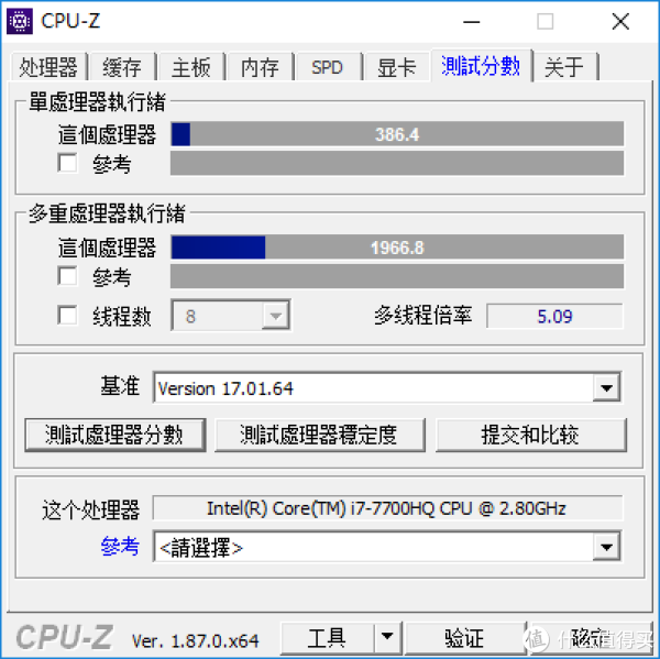 CPU-Z跑分