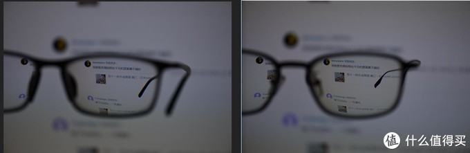 发一个和老眼镜的对比，右边的确实有一点点微微泛黄，不过并不明显，所以平常佩戴也没有问题，不是专业修图师，还是保护眼睛比较重要。
