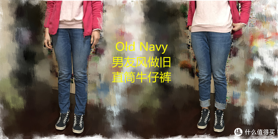 Old Navy老海军男友风做旧直筒牛仔裤