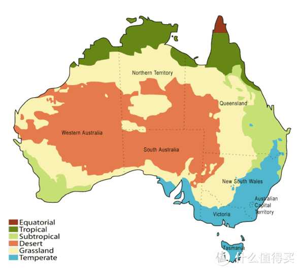 澳大利亚中部的沙漠并不适宜人类居住，大部分主要城市都靠近海边。