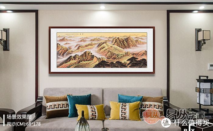唯美的客厅装饰画色彩搭配，山水画让客厅墙面焕然一新