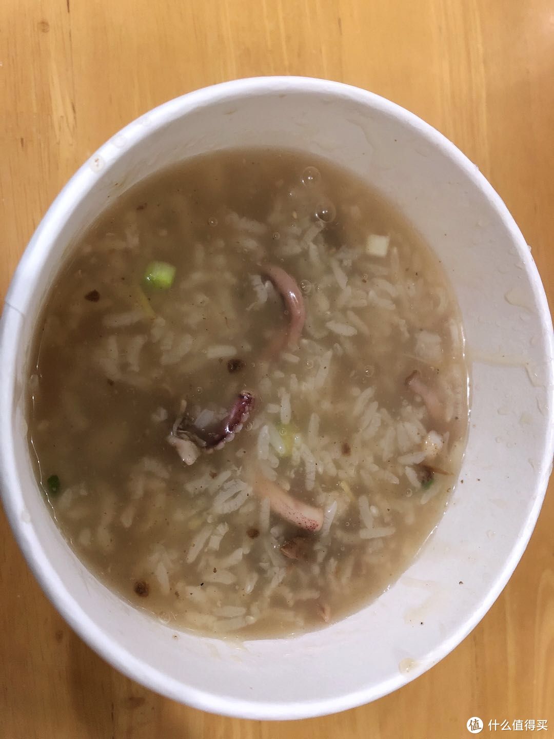 鸭肉粥，加了鱿鱼丝