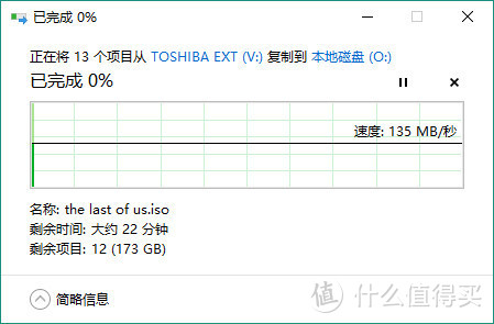 开始拷贝的速度有130m/秒