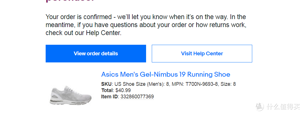 ebay购入Asics nimbus 19开箱晒单