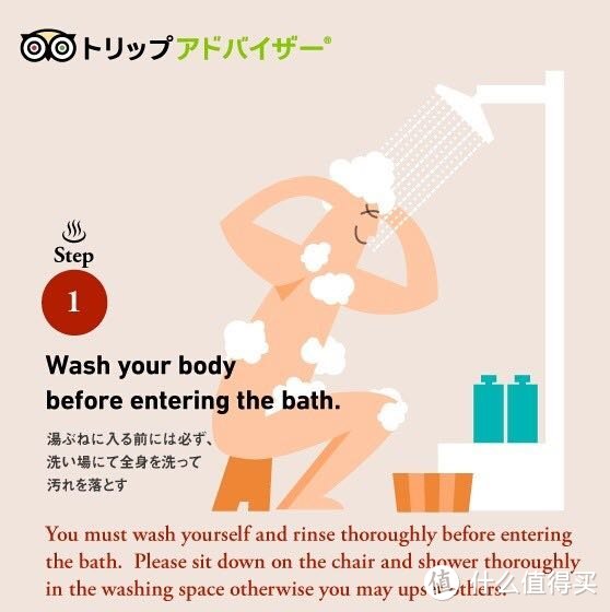 在泡温泉前洗头洗澡。