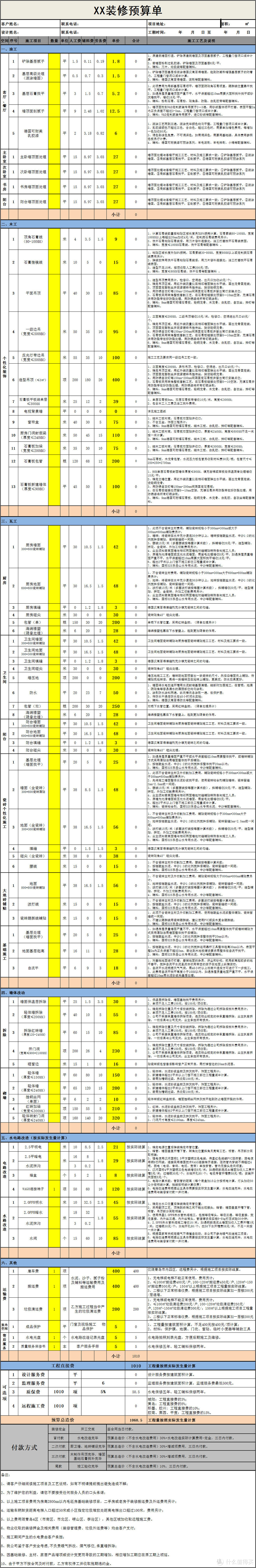 装修公司报价单