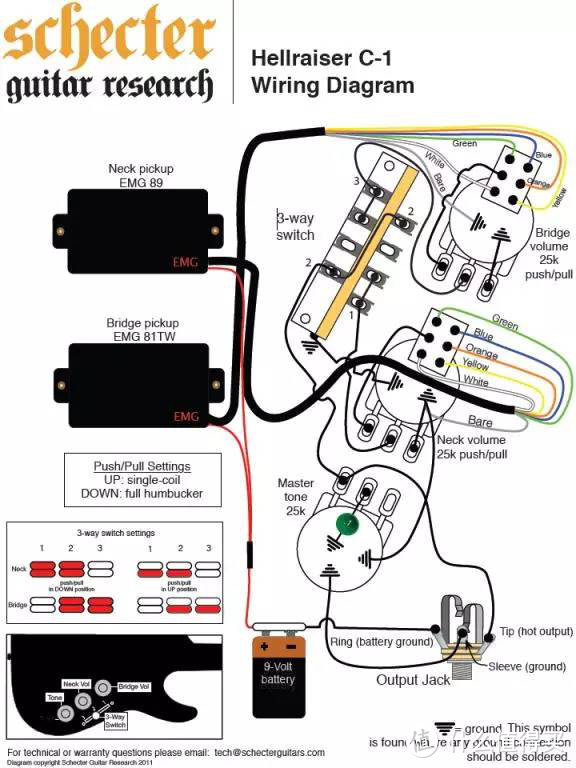 schecter吉他电路图