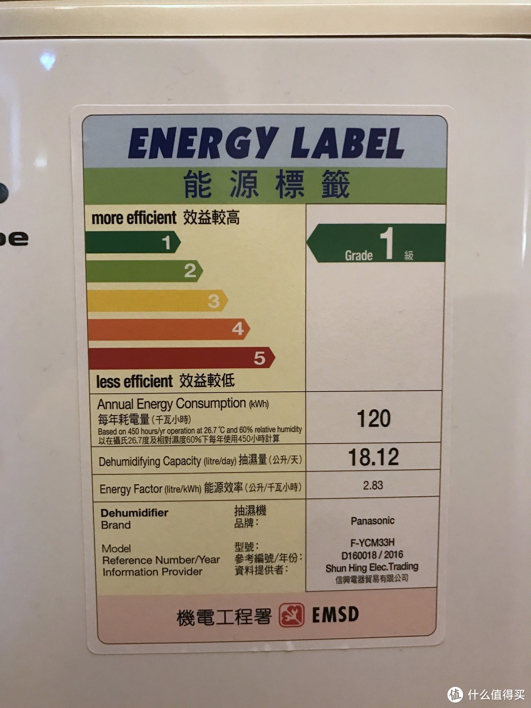 香港的能效标签(26.7℃，湿度60%)