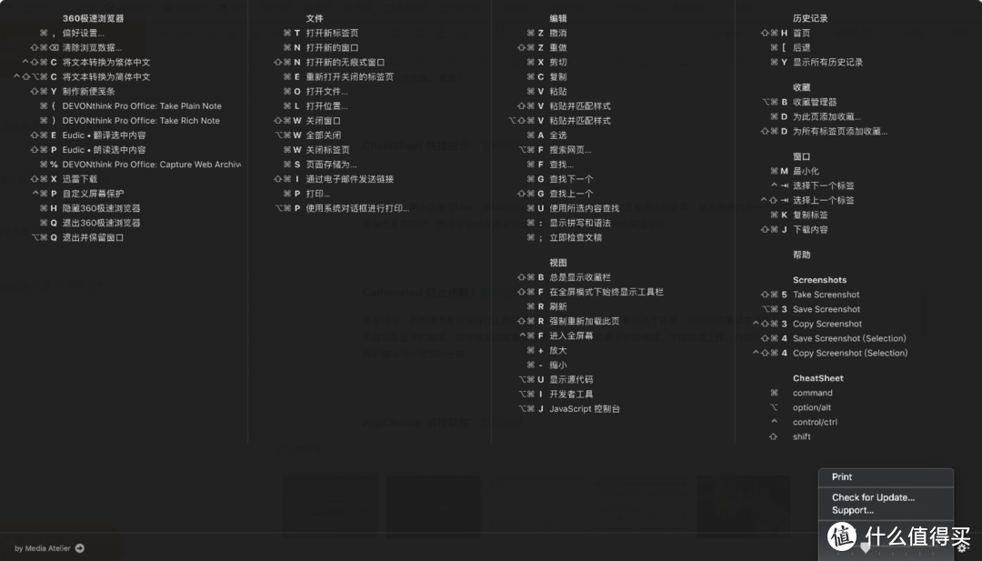  使用比较简单，打开后，应用会消失，然后你只需要在你需要查看快捷方式的应用里长按command键，就会出来快捷键界面