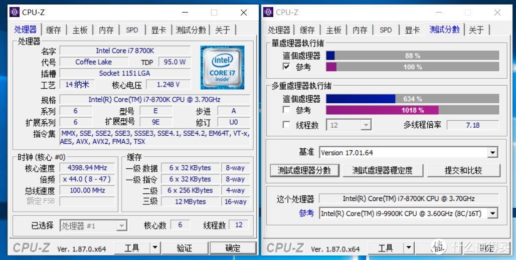 i7-8700K CPU-Z跑分