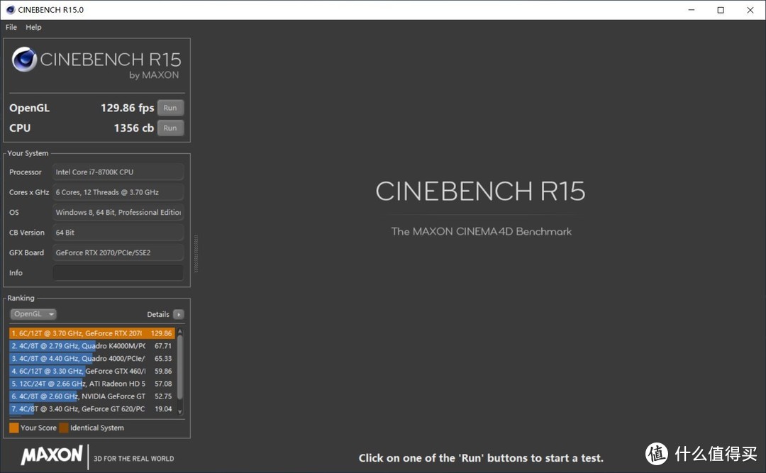 i7-8700K CINEBENCH R15 CPU跑分1356cb