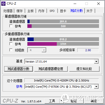 老i5-4200m的CPU-Z测试分数