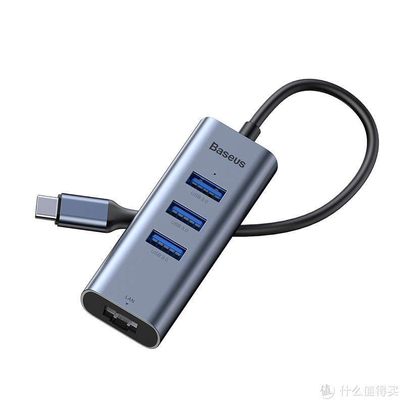 倍思畅享系列Type-C转USB3.0 RJ45网口HUB转换器 极简设计非凡功能