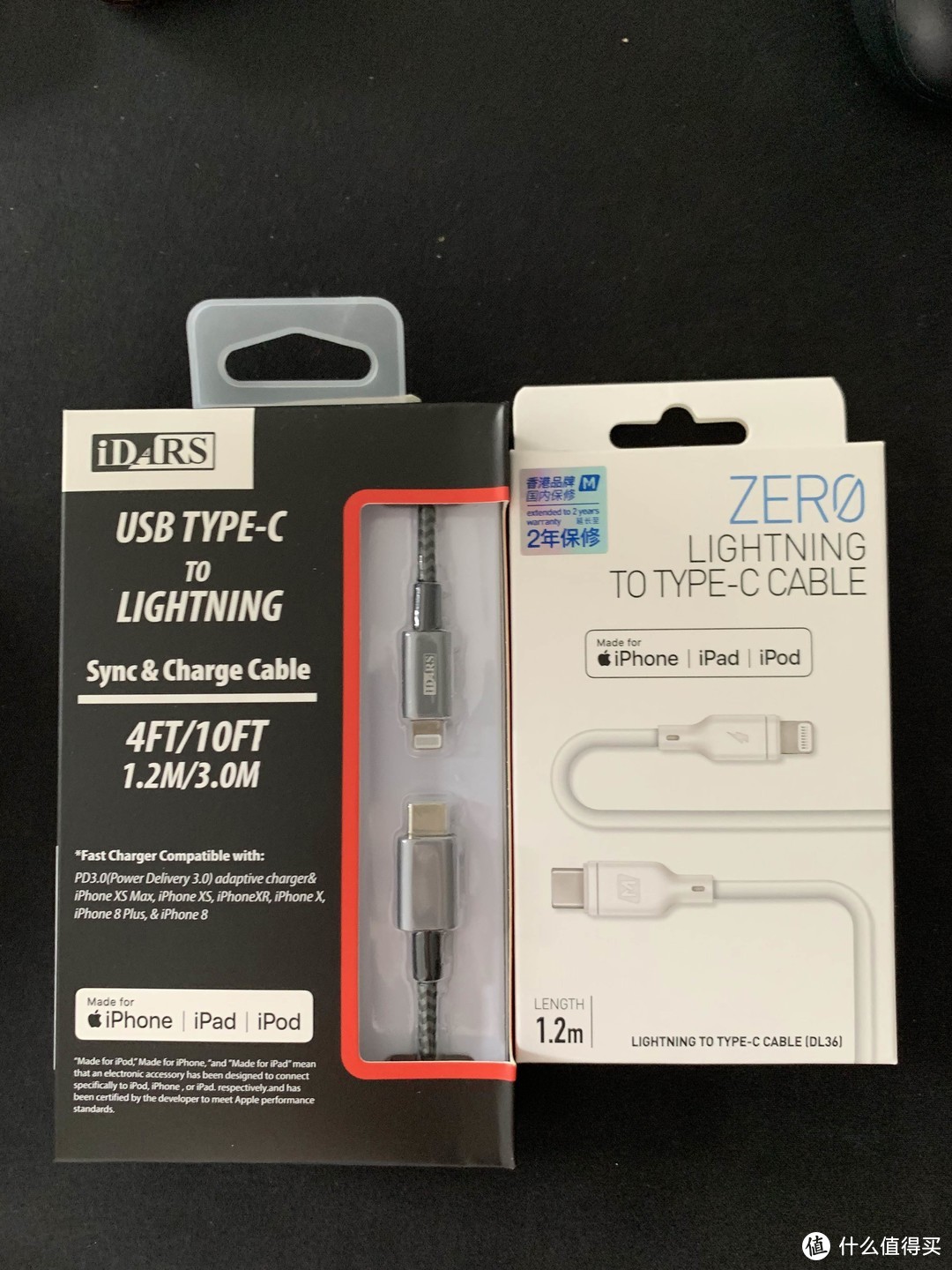 港台之争：iDARS USB-C To Lightning MFi认证编织快充线与目前最便宜MOMAX C2L数据线粗旷对比